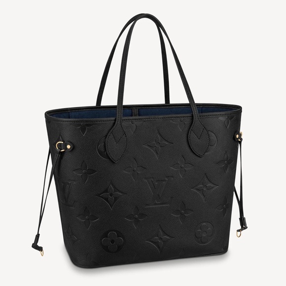 NEW Louis Vuitton NEVERFULL MM Monogram Empreinte w/ luggage tag BLACK - Picture 12 of 16